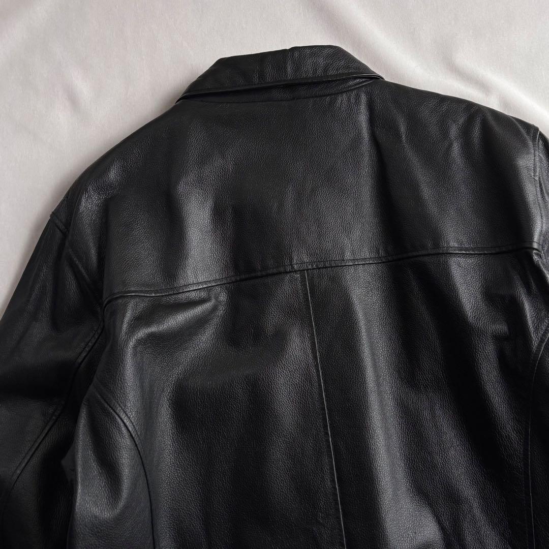 ジャケット・アウター 90s EURO label cow leather car coat BLK
