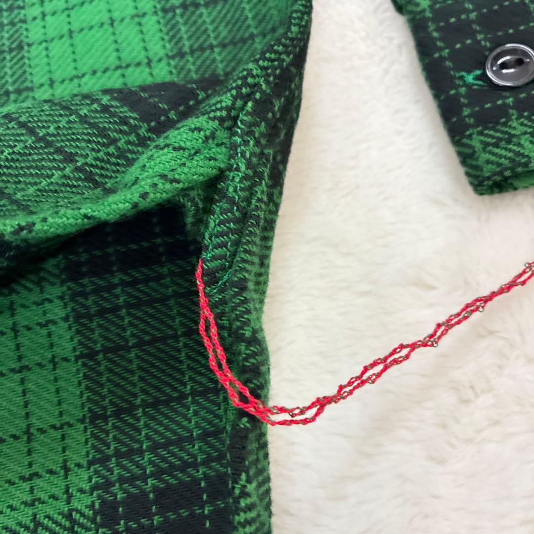 SUGAR CANE シュガーケーンチェックネルシャツ緑黒XL