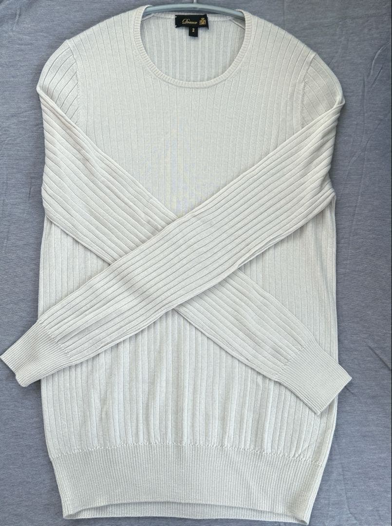 みゆ様　 DRAWER カシミヤシルク　リブクルーネックニット　ライトグレー