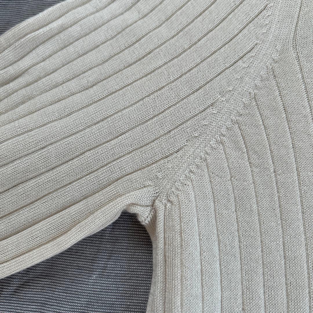 みゆ様　 DRAWER カシミヤシルク　リブクルーネックニット　ライトグレー