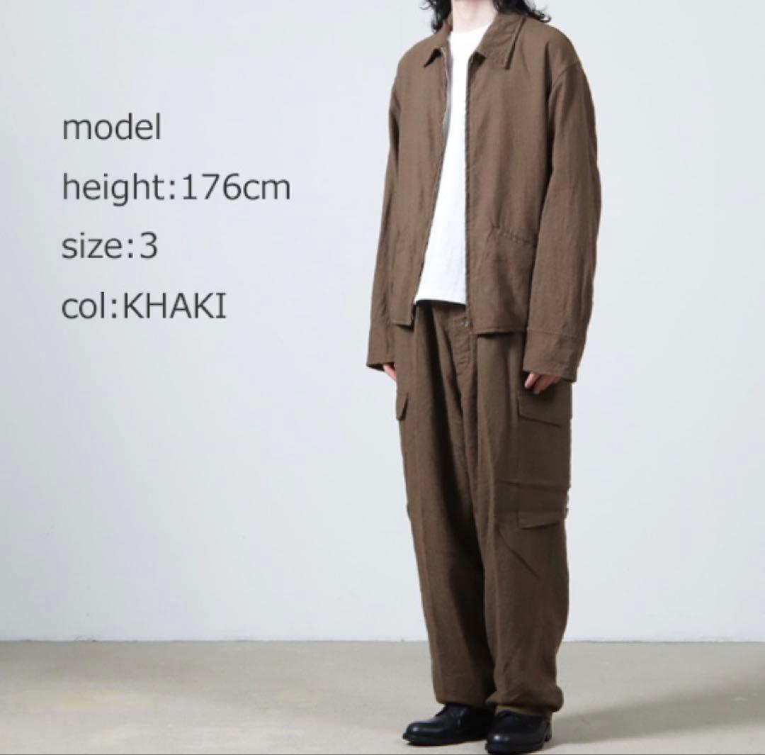 COMOLI KHAKI縮絨ウール ジップショートジャケット　size3