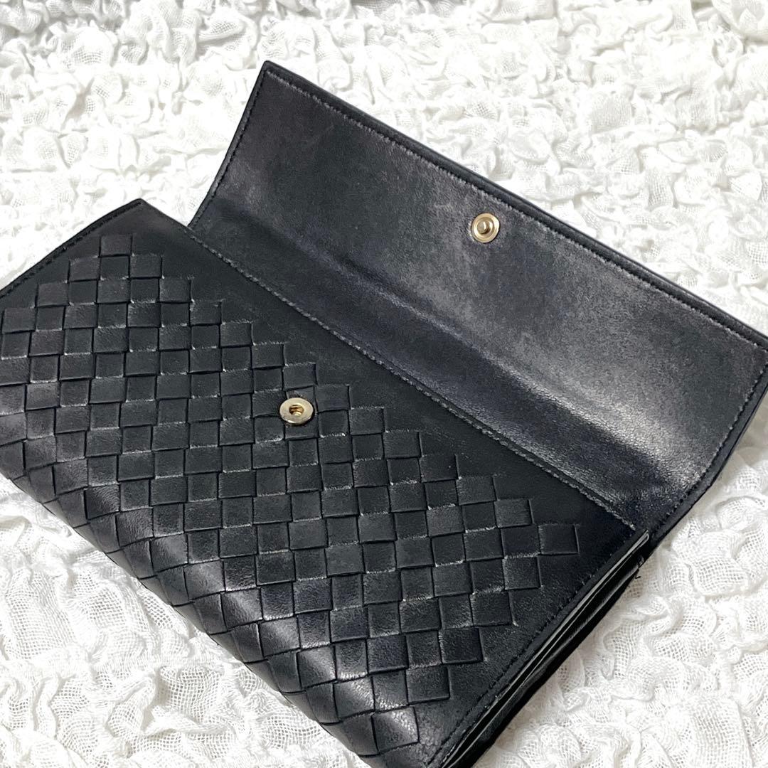 良品✨ボッテガヴェネタ 長財布 イントレチャート コンチネンタル 黒　二つ折り