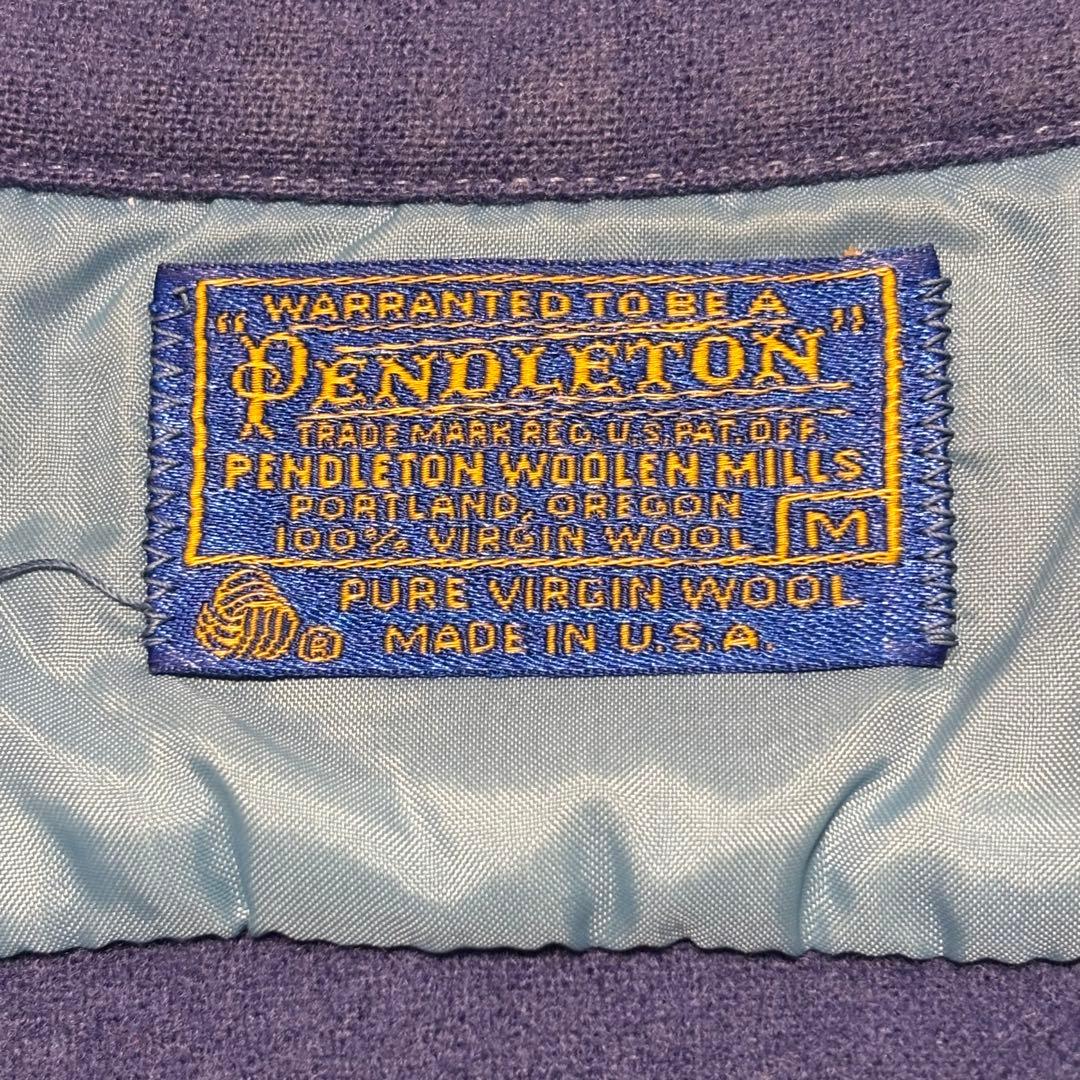 希少 70s ペンドルトン USA製 ボードシャツ 単色 無地 開襟 ネイビー