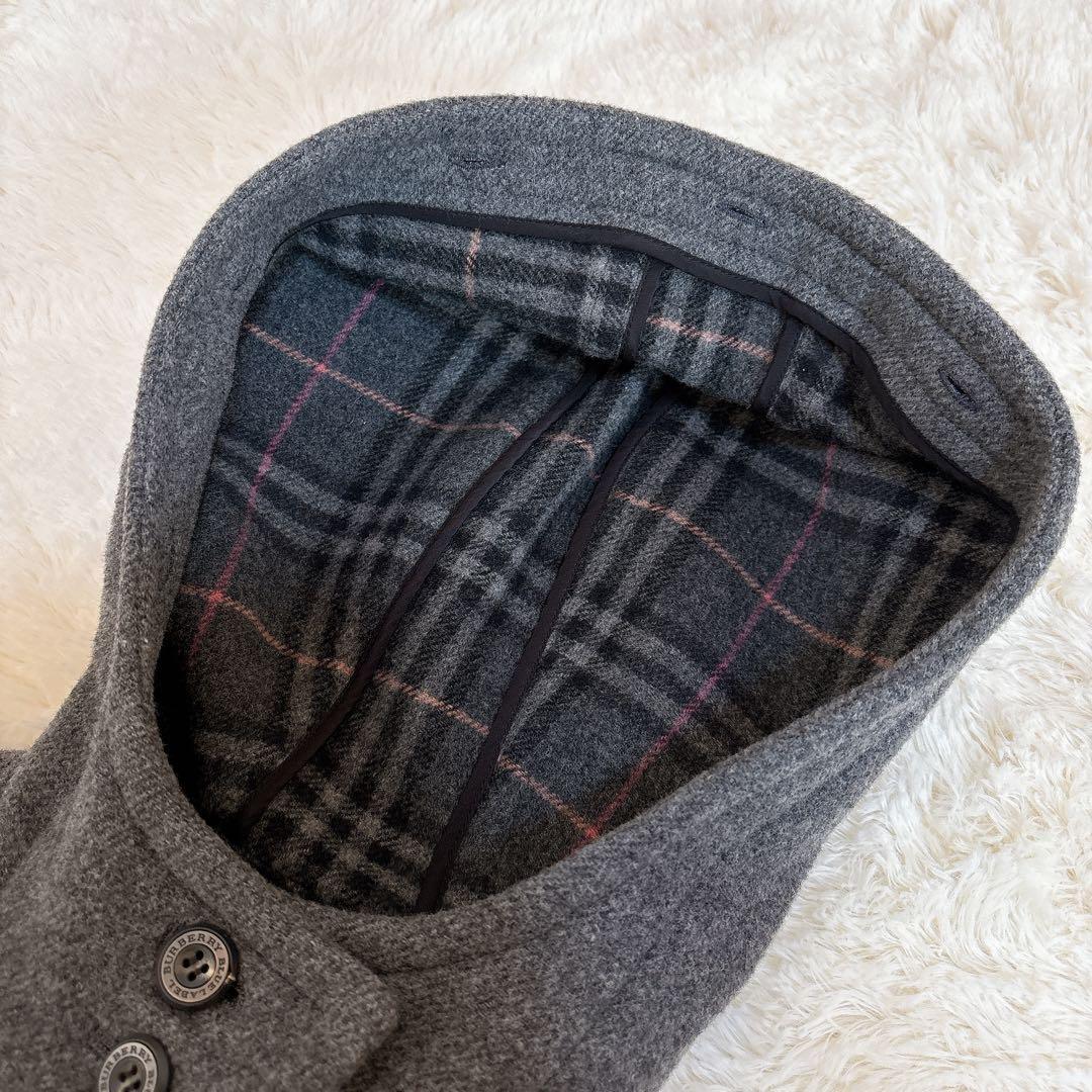 極美品☆バーバリーブルーレーベル ノバチェック ダッフルコート グレー 36