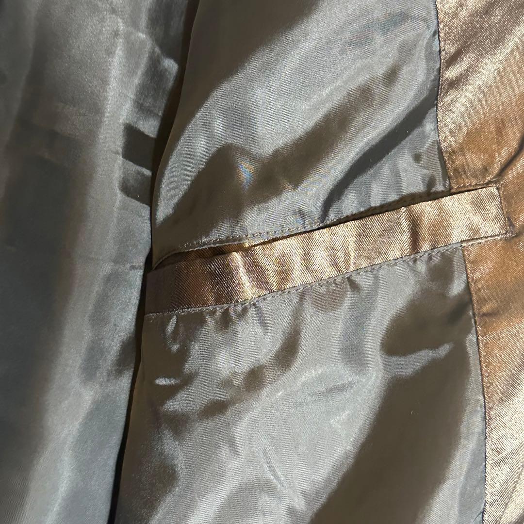 【新品未使用】双龍 刺繍スカジャン茶ブラウン金ロゴ和柄 サテンL〜XL