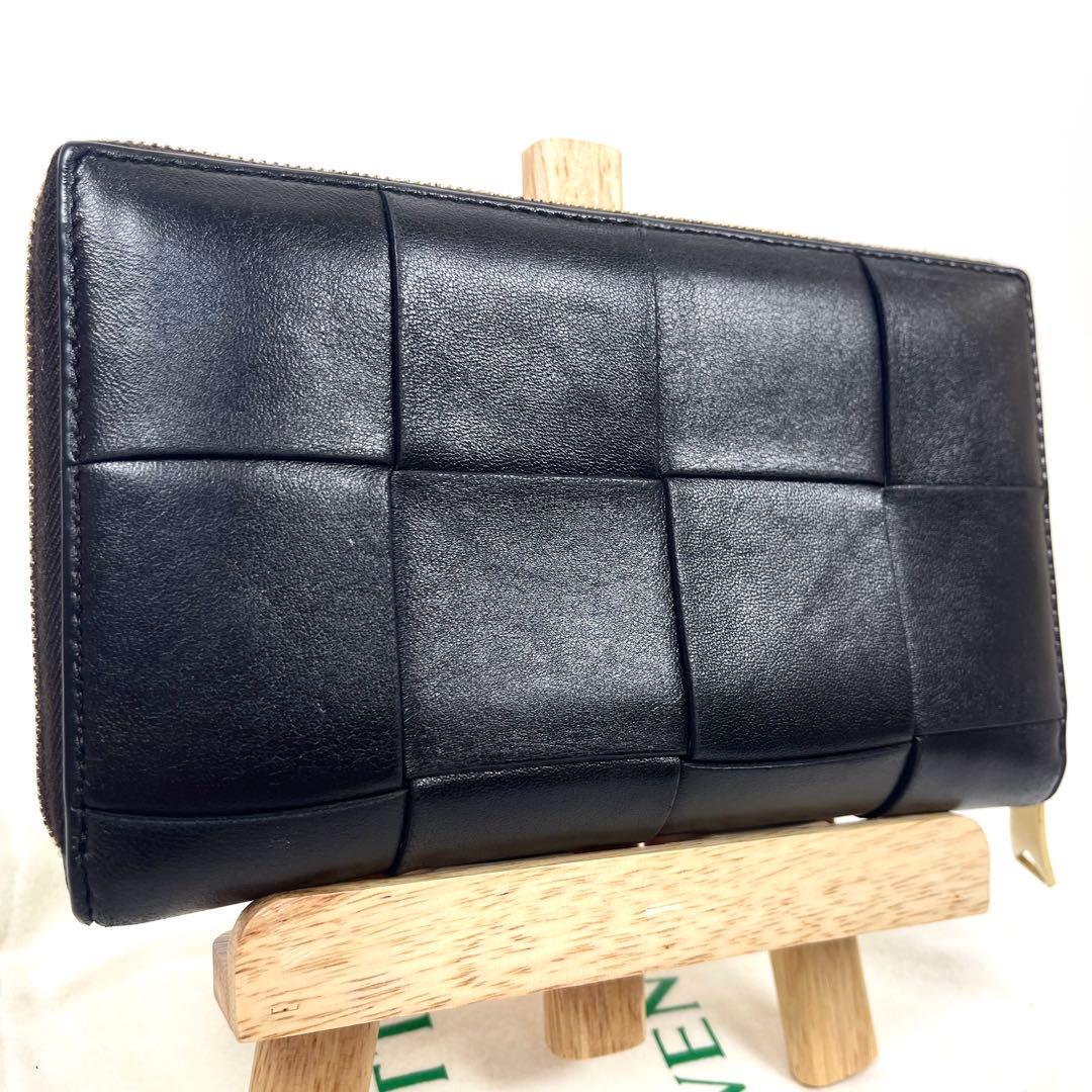 ボッテガヴェネタ　長財布　カセット　ラウンドファスナー　本革　ダークブラウン