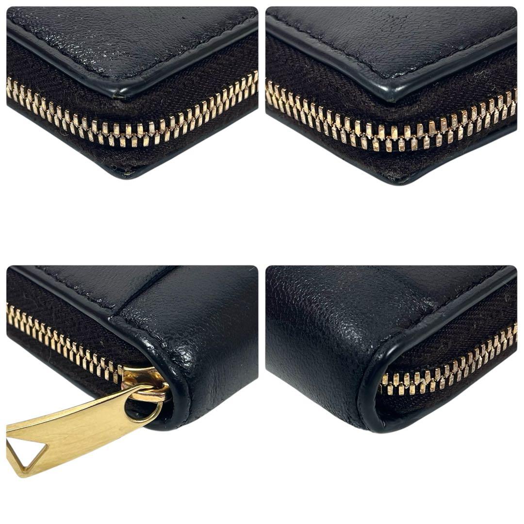 ボッテガヴェネタ　長財布　カセット　ラウンドファスナー　本革　ダークブラウン