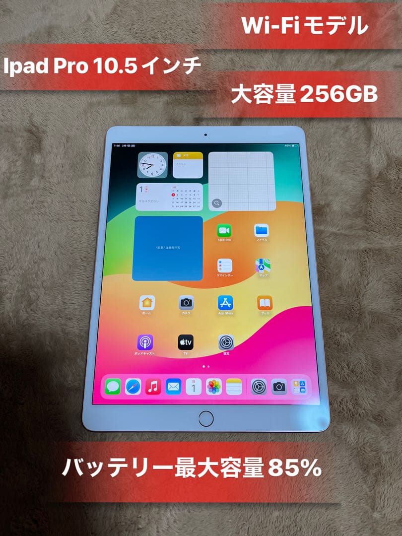 iPad Pro10.5インチWi-Fiモデル大容量256GBバッテリー85%