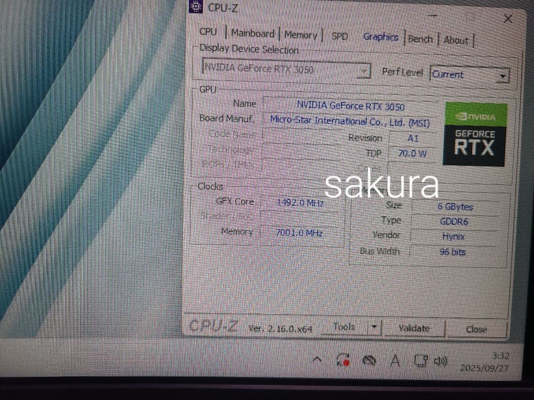 動作OK美品 MSI GeForce RTX 3050 LP 6g ロープロ対応