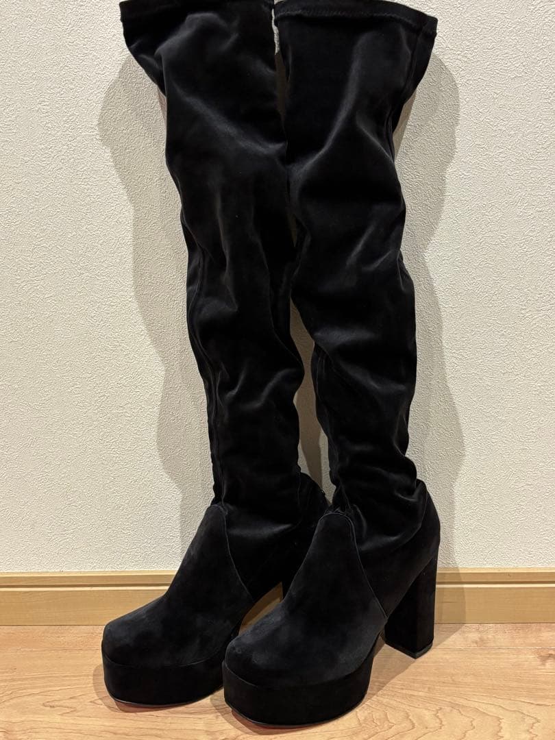 ミシェルマカロンニーハイブーツ ブラック サイズM