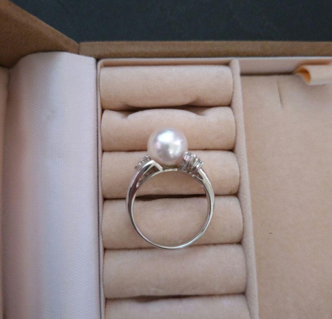 Pt900 ダイヤ0.16ct ＆ パールリング 約11号