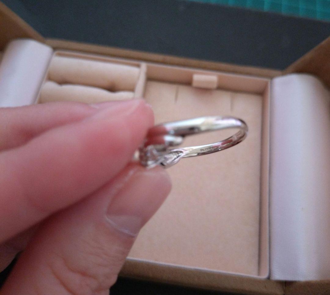 Pt900 ダイヤ0.16ct ＆ パールリング 約11号