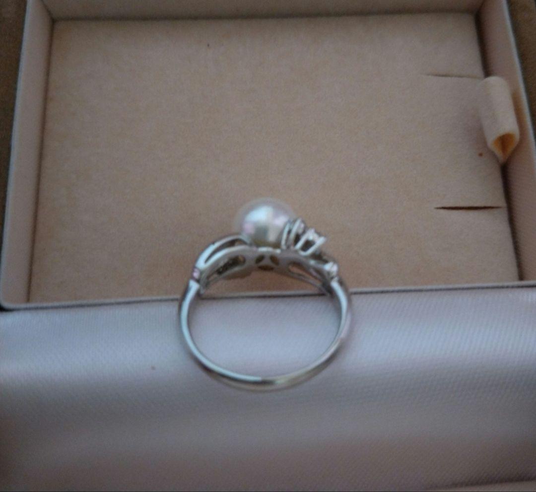 Pt900 ダイヤ0.16ct ＆ パールリング 約11号