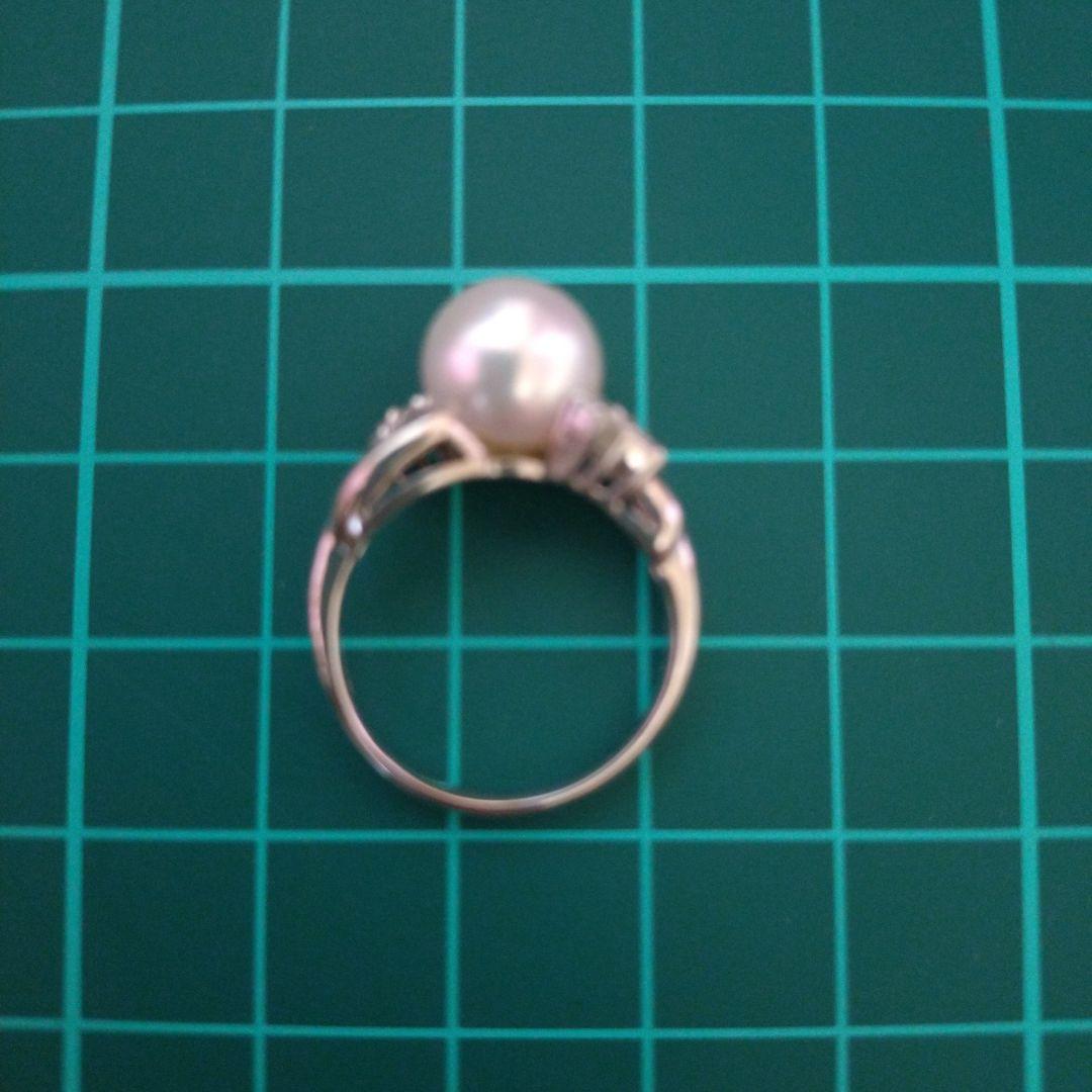 Pt900 ダイヤ0.16ct ＆ パールリング 約11号