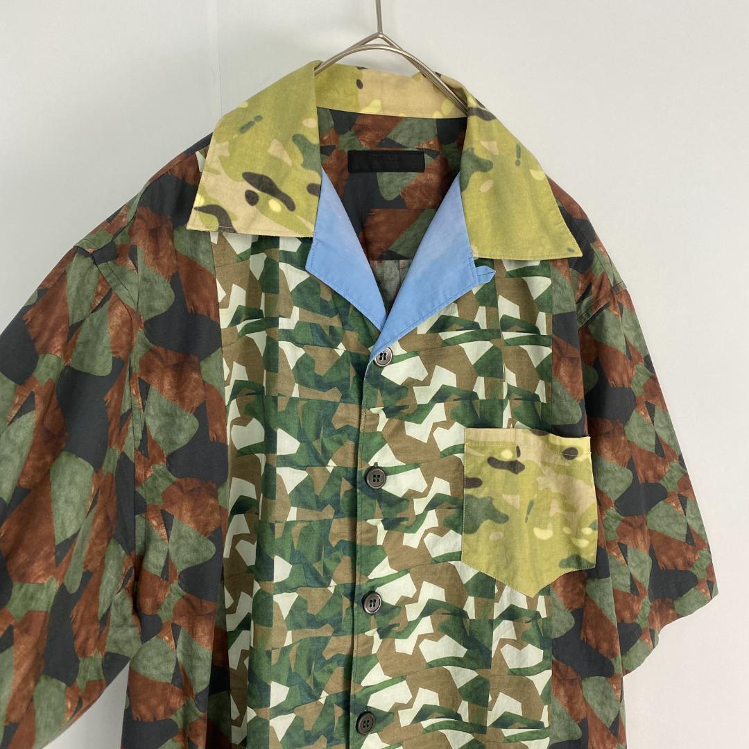 美品　プラダ　半袖シャツ　アーカイブ オープンカラー 希少 PRADA 総柄