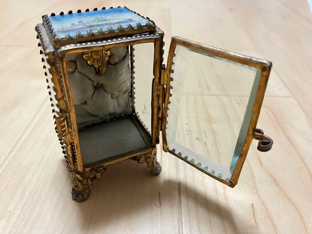 フランス　アンティーク　ガラス　ジュエリーボックス　ケース　ブロカント　蚤の市