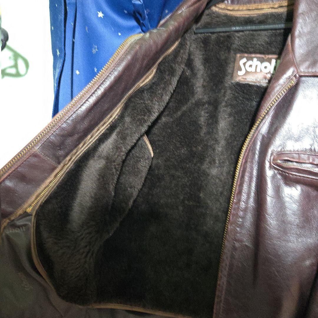 Schott ショット 642VS サイズ38 茶色 シングルライダース 襟あり