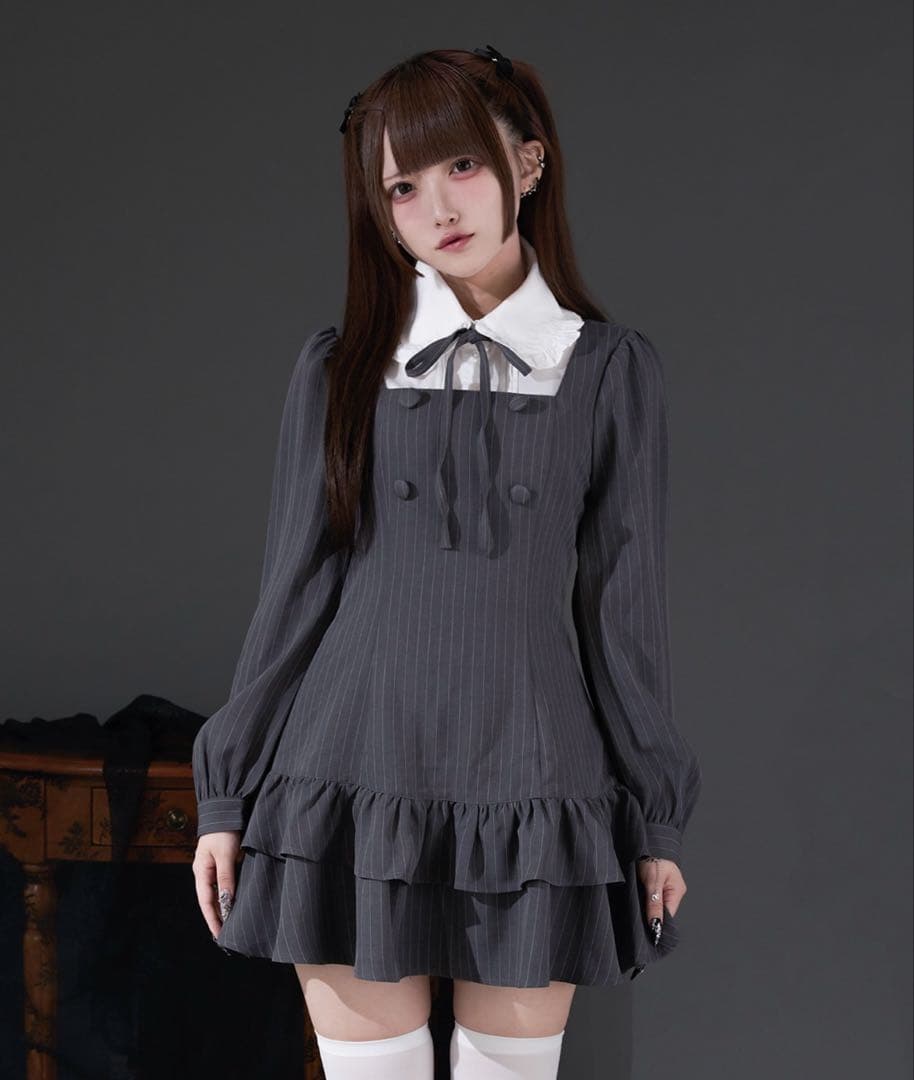 palelfy パルエルフィー クラシカルシャツレイヤードワンピース ブラック