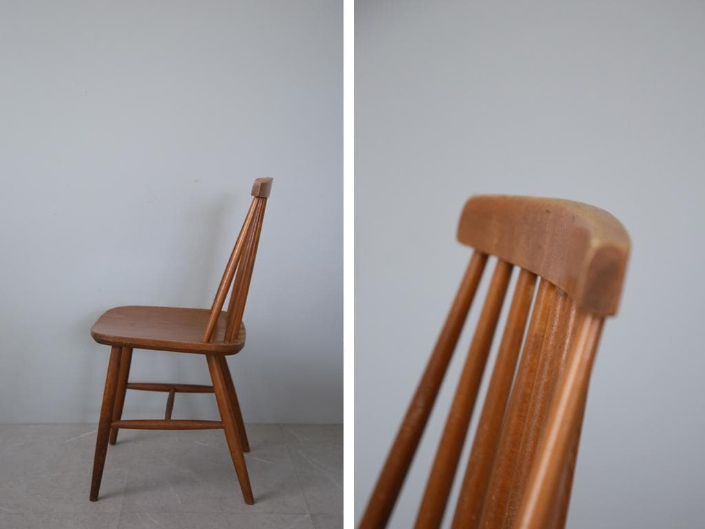 英国アンティーク木製コムバックチェア/ダイニングイス/椅子(89-222-1)