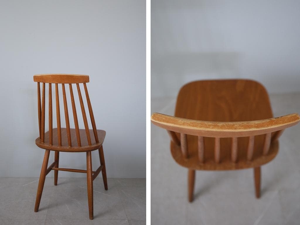 英国アンティーク木製コムバックチェア/ダイニングイス/椅子(89-222-1)