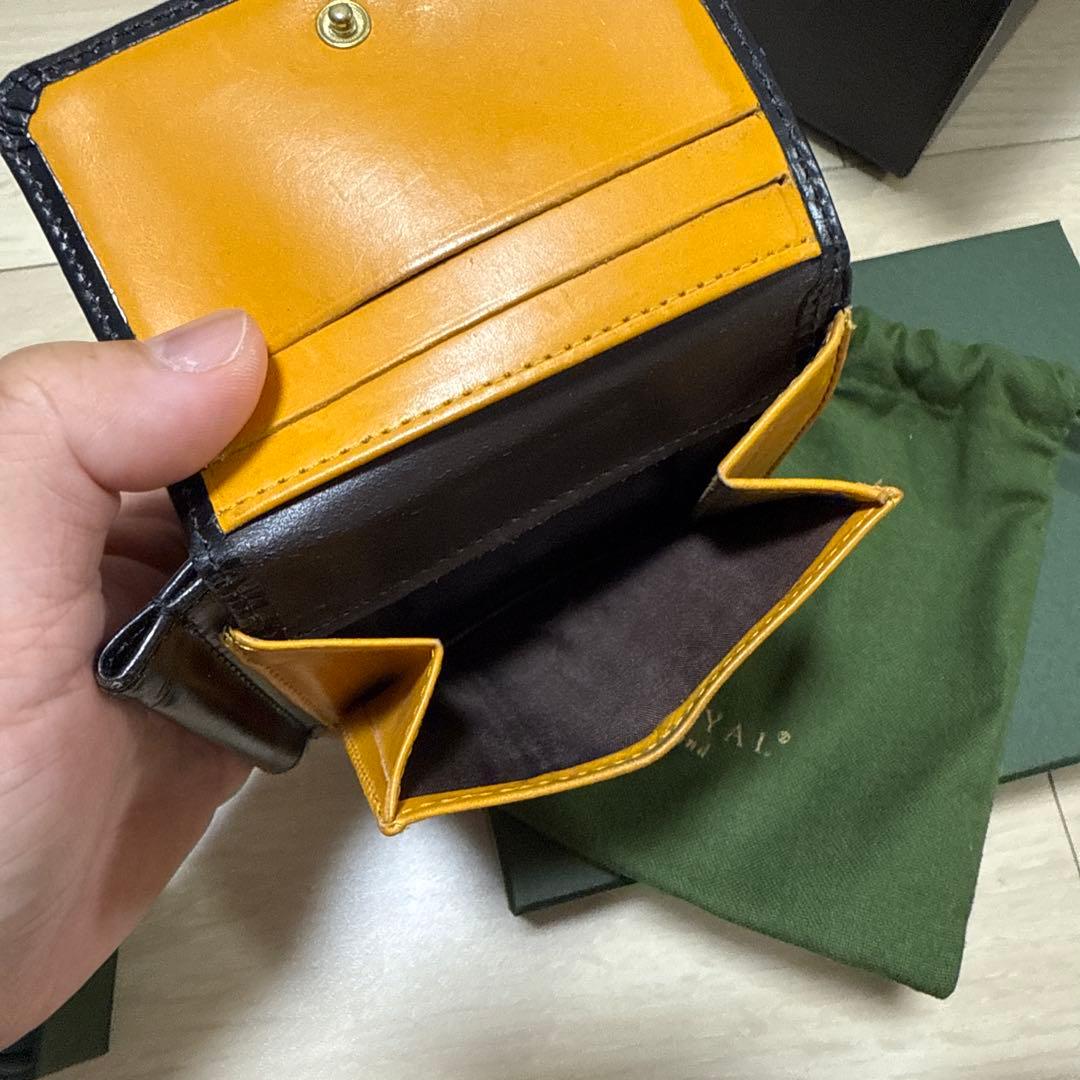 GLEN レザー マネークリップ 黒/オレンジ