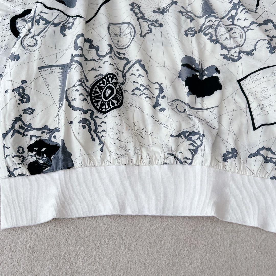 希少✨LEONARD レオナール　地図柄　長袖　トップス　白　洗える◎ L