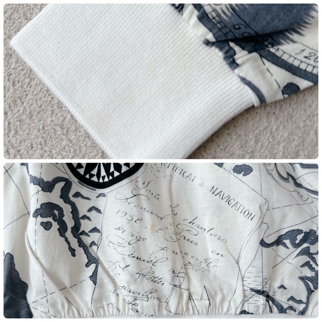 希少✨LEONARD レオナール　地図柄　長袖　トップス　白　洗える◎ L