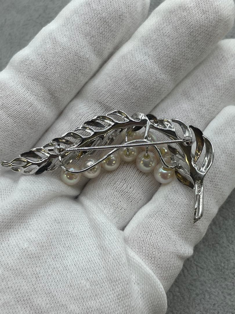 k18 silver 本真珠ブローチ　花モチーフ　6mm