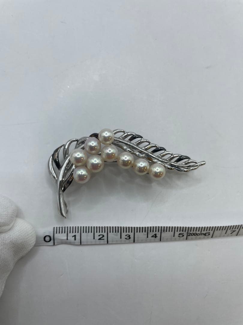 k18 silver 本真珠ブローチ　花モチーフ　6mm
