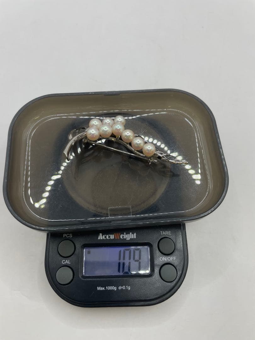 k18 silver 本真珠ブローチ　花モチーフ　6mm