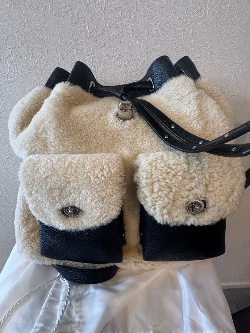 コーチ　リアルファー　ムートン　リュック　レザー