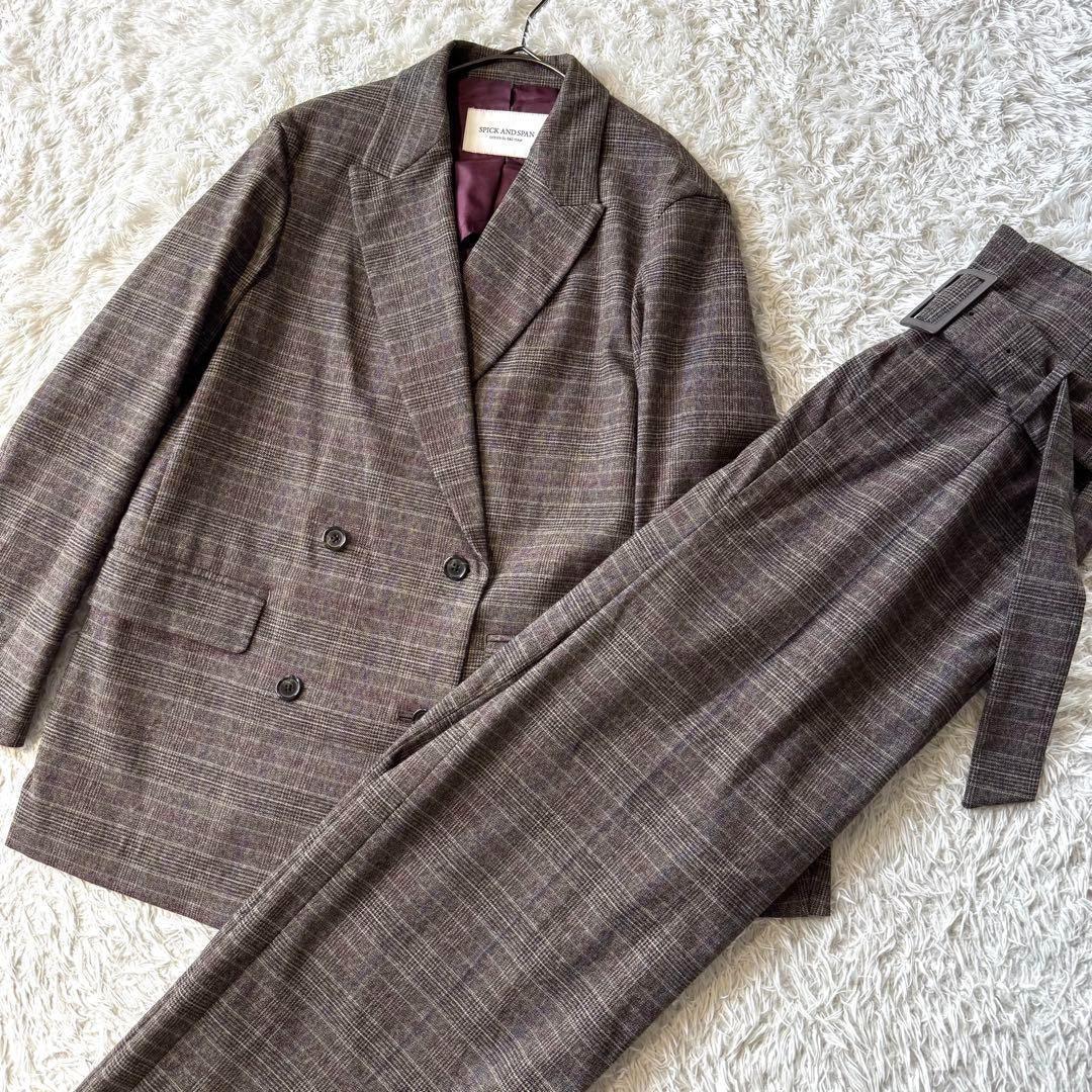 スピックアンドスパン　グレンチェック　スーツ　セットアップ　テーラードジャケット
