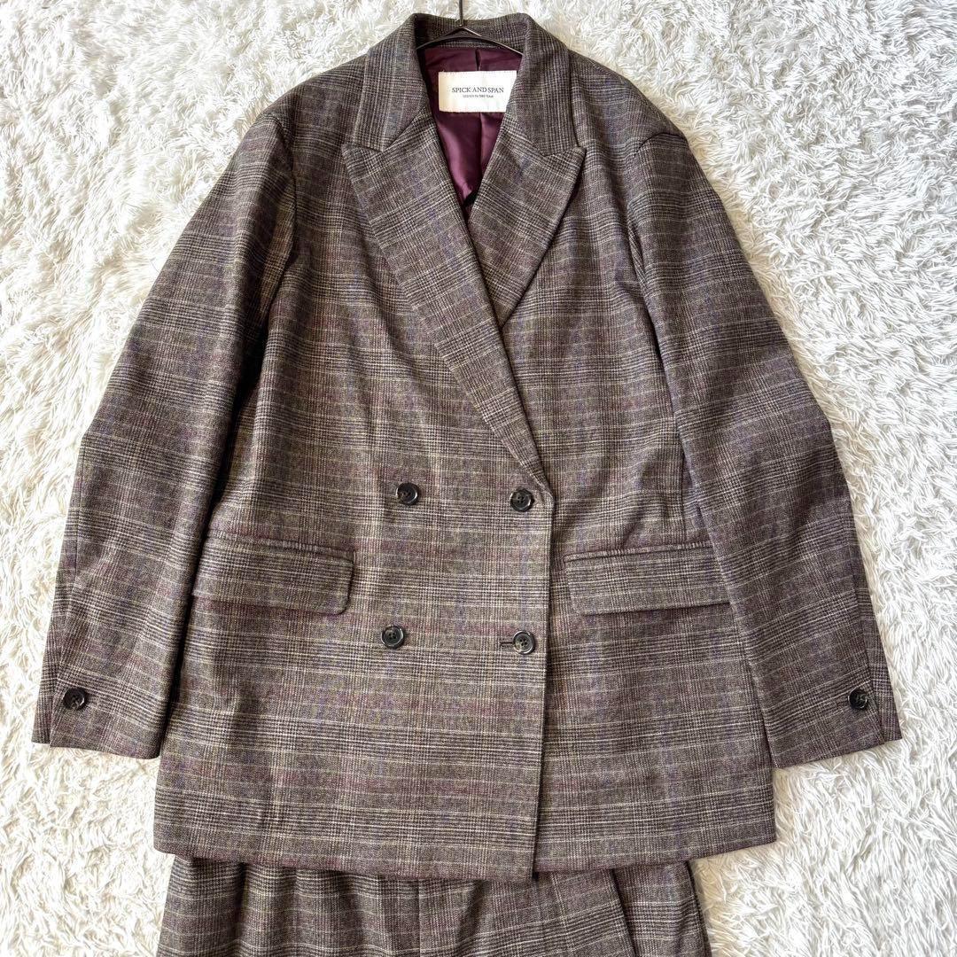 スピックアンドスパン　グレンチェック　スーツ　セットアップ　テーラードジャケット