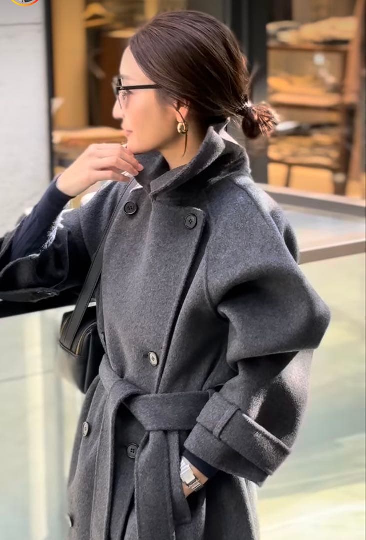 【uru様用】ダークグレー オーバーサイズ チェスターコート