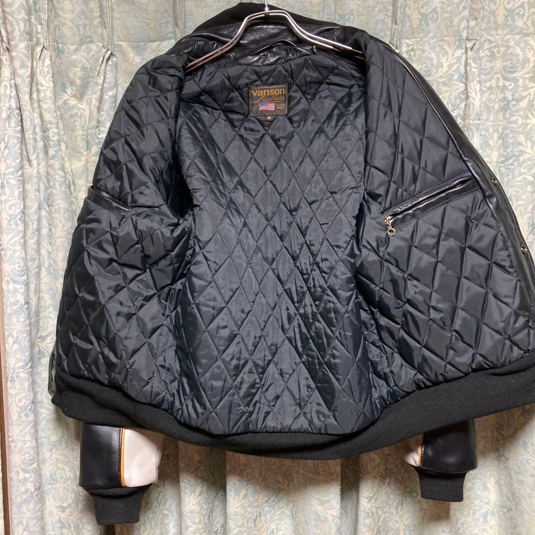 Vanson レザージャケット 38サイズ ブラック/ホワイト