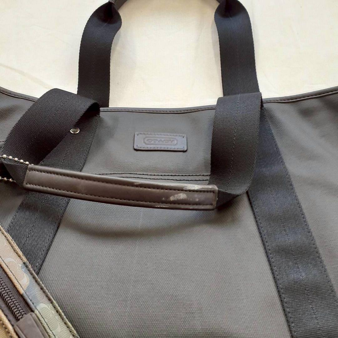 【良品】COACH コーチ 迷彩トートバッグ ポーチ付き 大容量