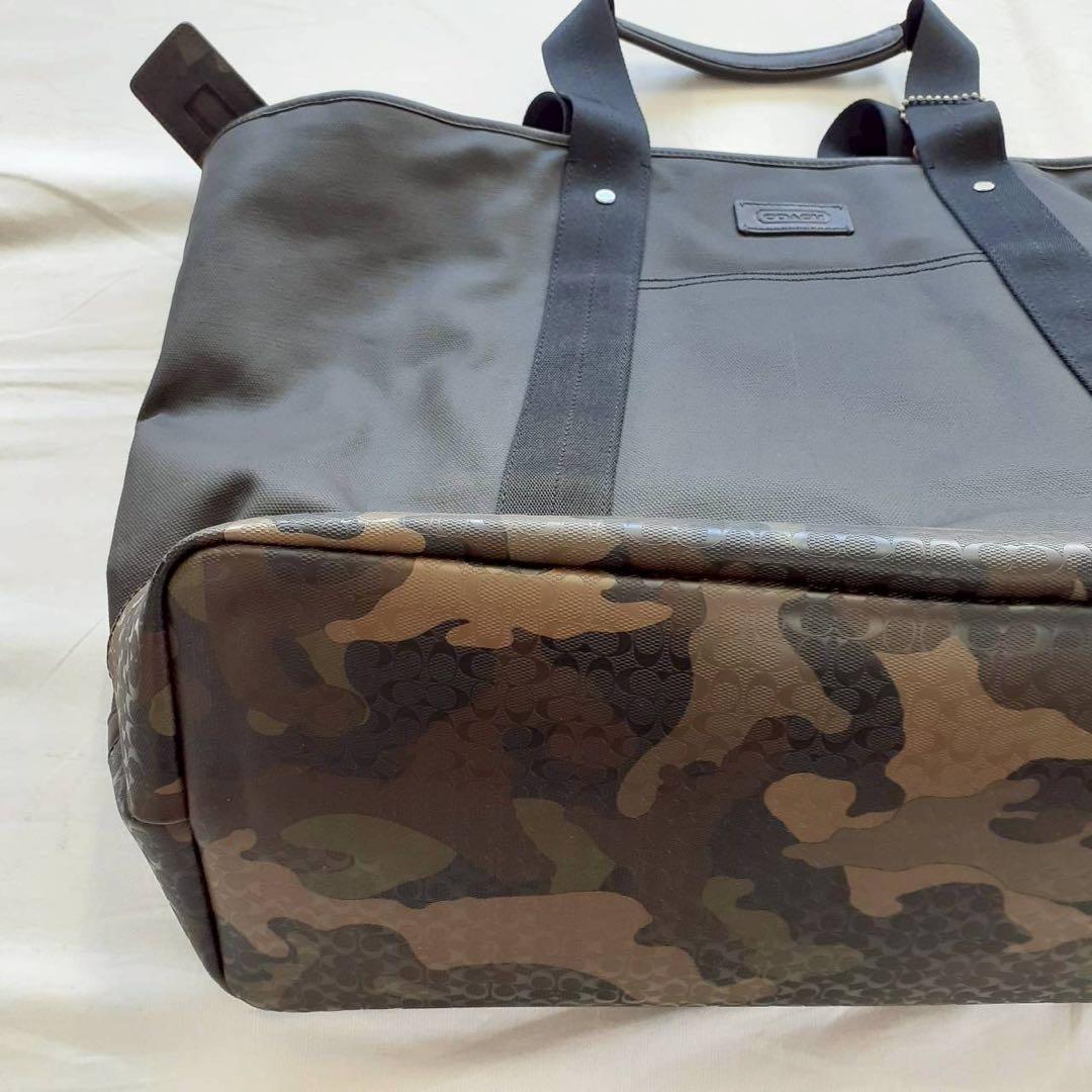 【良品】COACH コーチ 迷彩トートバッグ ポーチ付き 大容量