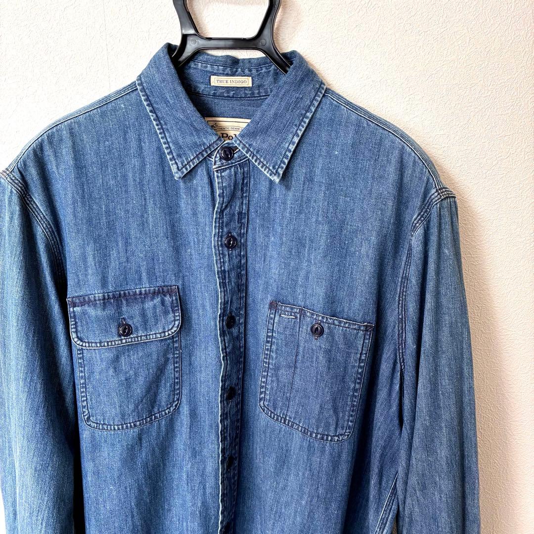 【レア】【美品】Polo Ralph Lauren インディゴデニムワークシャツ