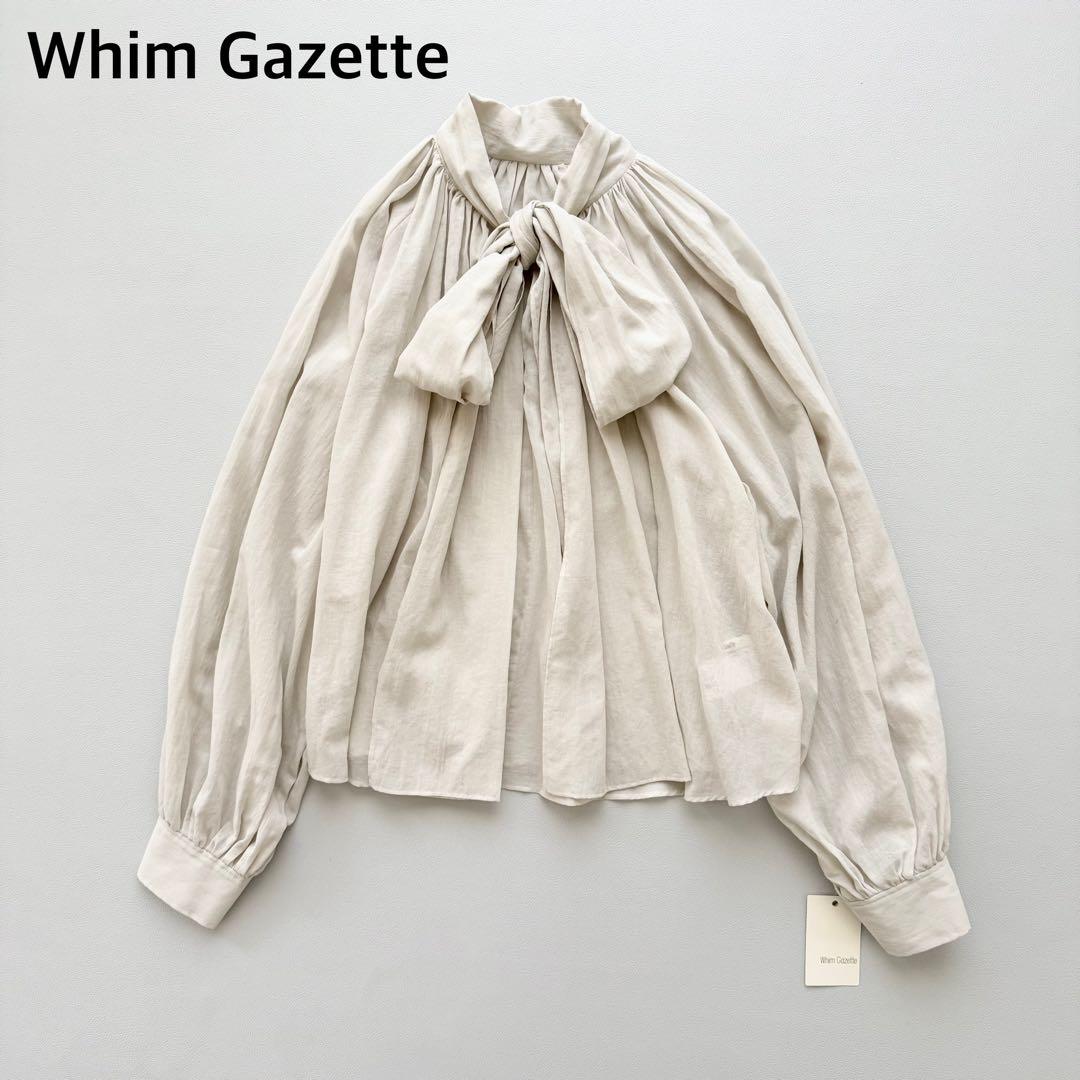タグ付き　2024 人気　ウィムガゼット　ローンボウタイブラウス　グレージュ