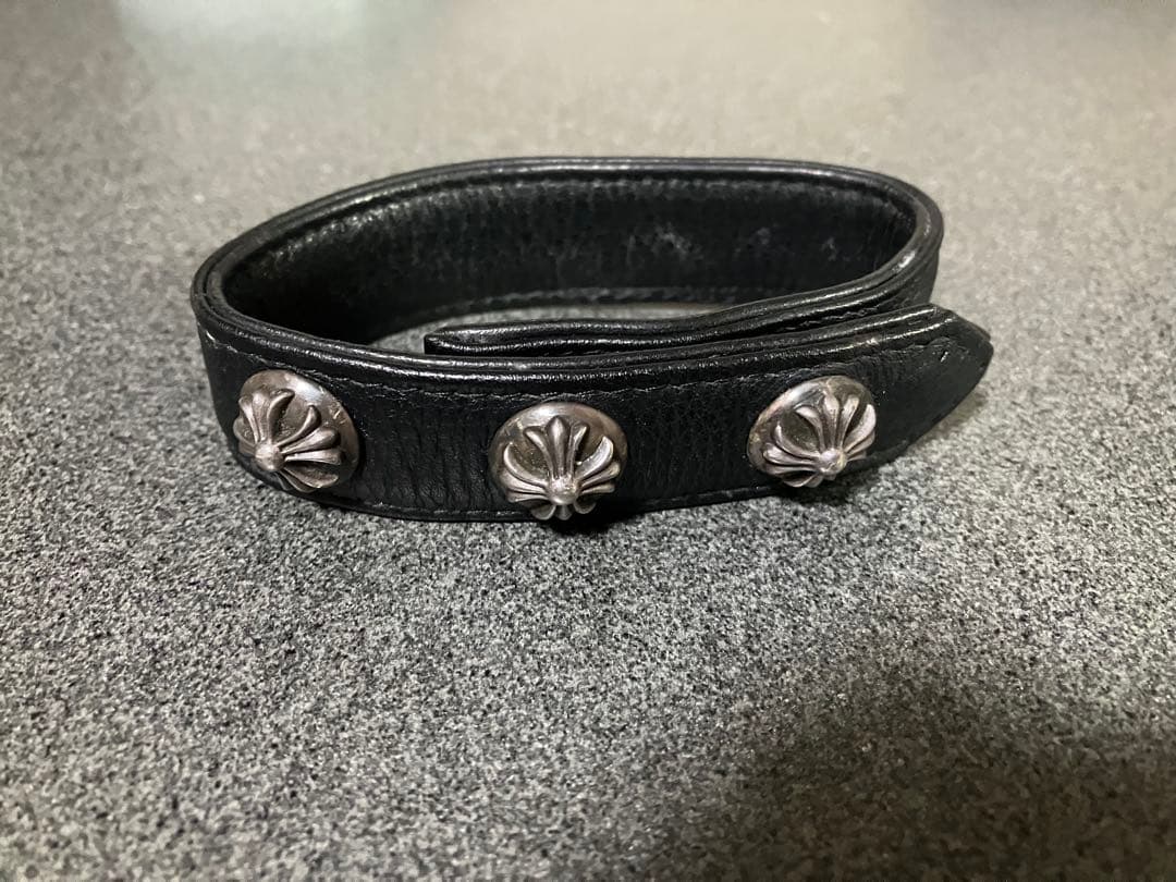 3btn 2snp クロスボール　レザーブレスレット ブラック