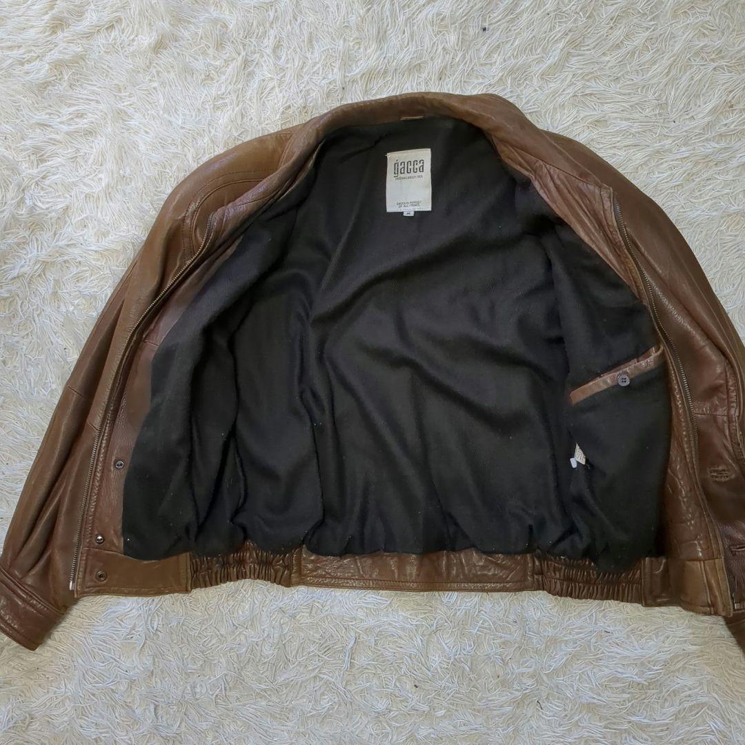 gacca 古着 レザージャケット ラムレザー 革ジャン ブラウン ガッカ 茶色