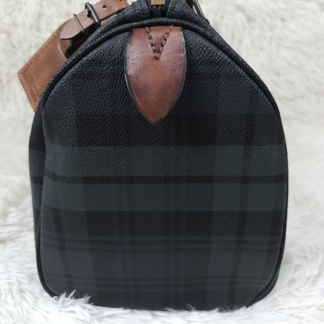 ✨美品✨ ポロラルフローレン ミニボストンバッグ レザー PVC チェック 緑