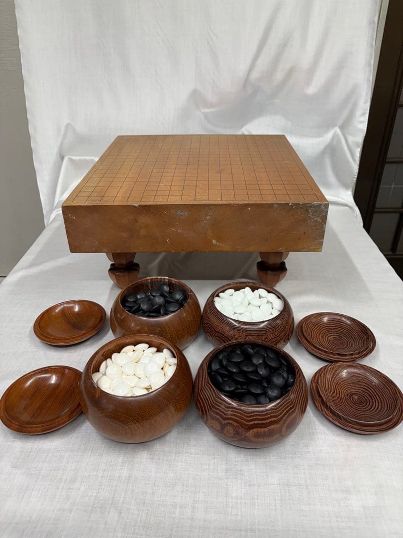 碁盤 碁石付き 希少 囲碁 碁石 本蛤碁石 碁盤セット