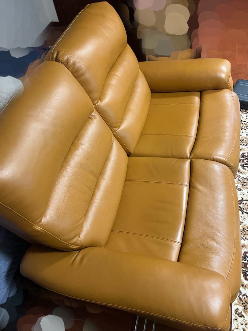 ニトリ　Nビリーバ　電動リクライニングソファ　2人用　本革 厚皮　キャメル