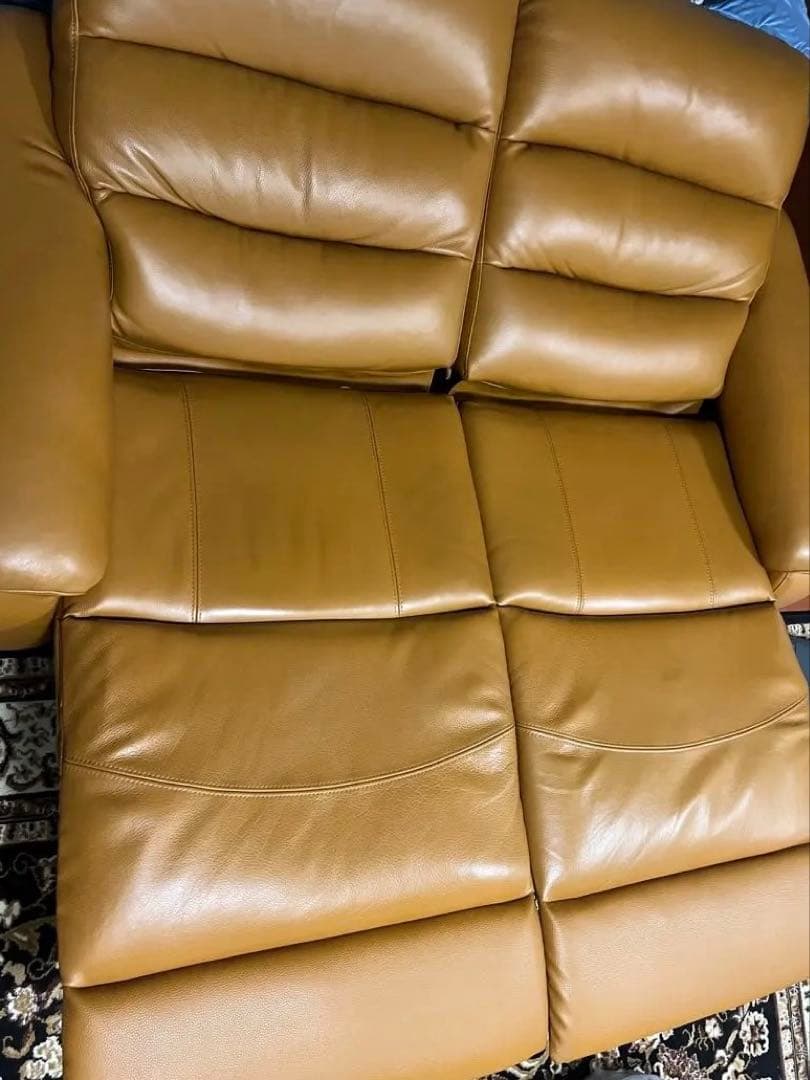 ニトリ　Nビリーバ　電動リクライニングソファ　2人用　本革 厚皮　キャメル