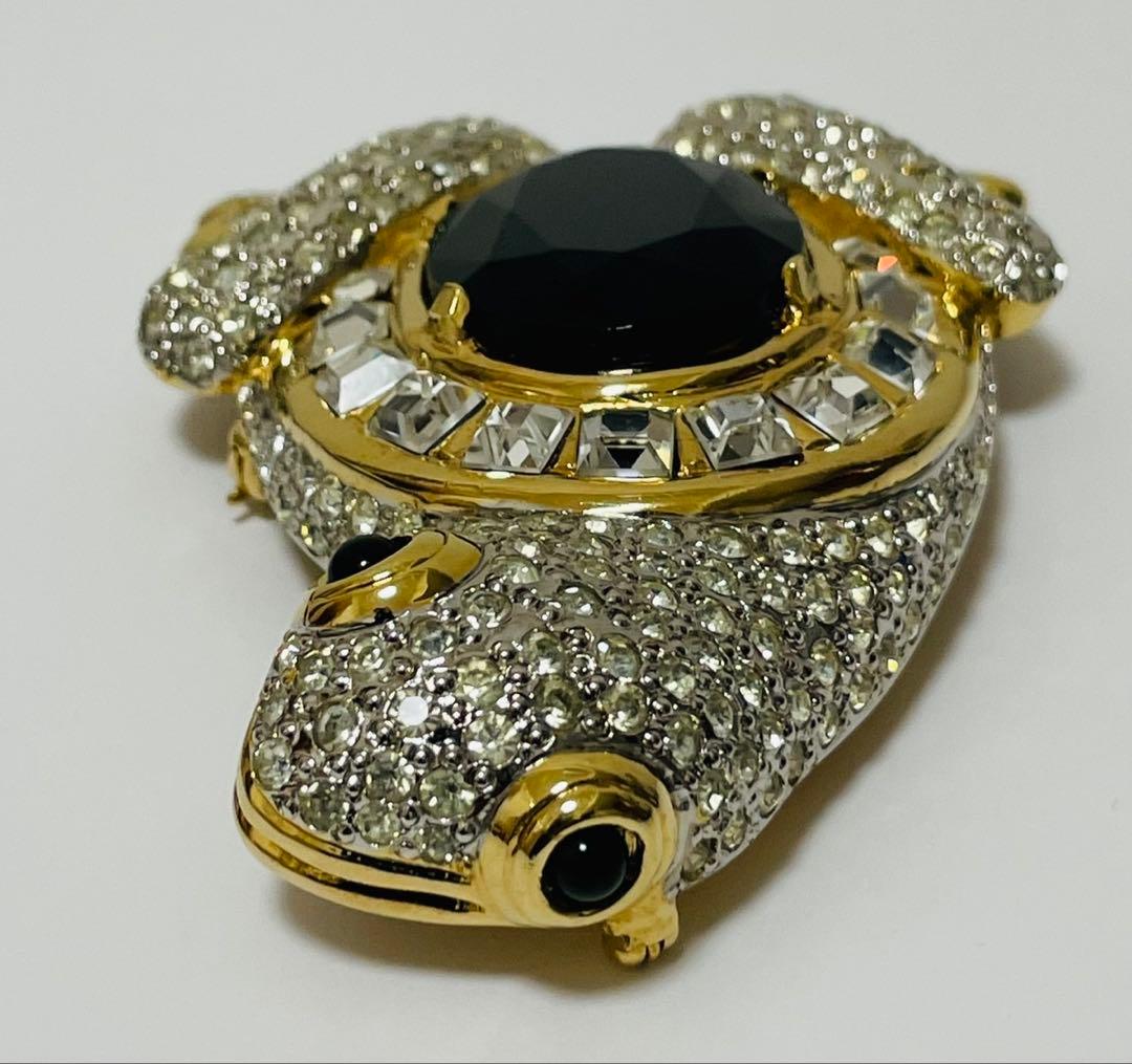 【希少】ヴァレンティノ ヴィンテージ ブローチ カエル Frog カラーストーン