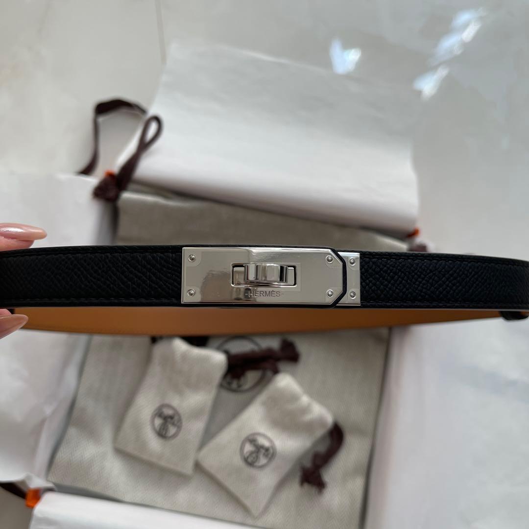HERMES ケリーベルト　黒　シルバー