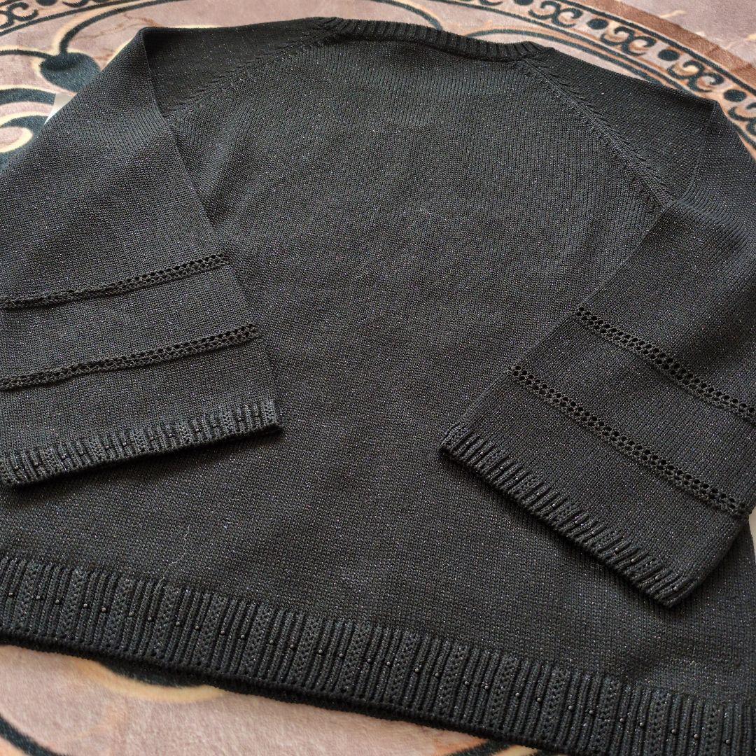 レオナール　花柄 ニットセーター 黒