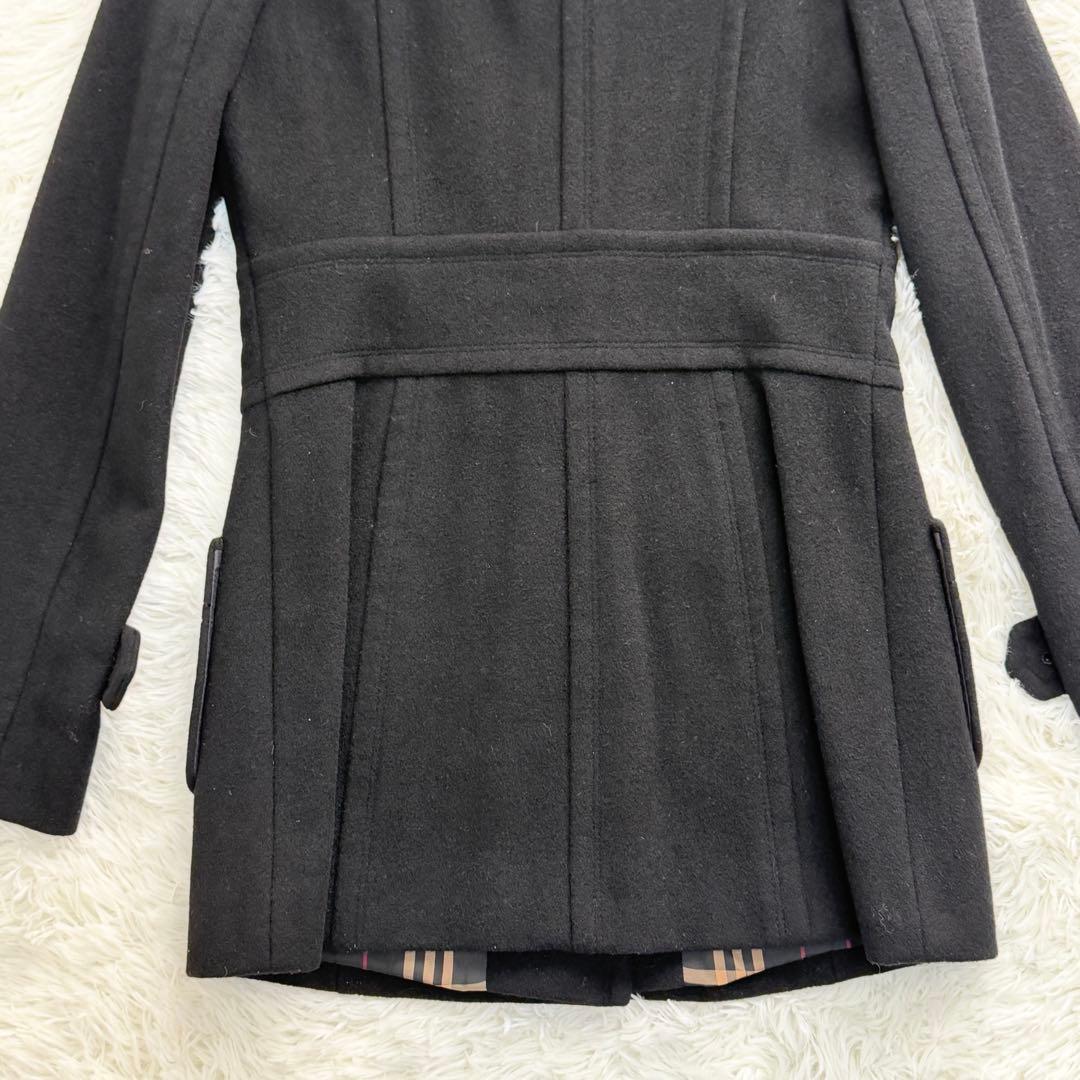 バーバリーブルーレーベル コート ファー ピーコート ノバチェック 2way