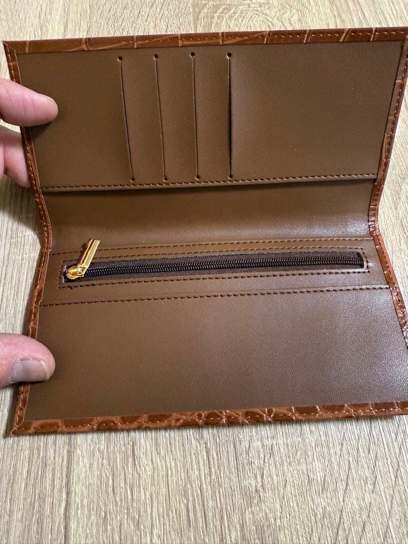 皇居財布　レア色　ブラウンレザー クロコダイル風　長財布　新品未使用